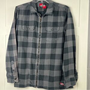 Vans Independent Gray Black Plaid Zipper Shirt Men’s Classic Fit Large